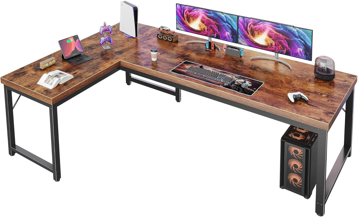 Huuger 63 Inch L Shaped Desk for Home Office and Gaming