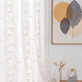VISIONTEX White Sheer Voile Curtains with Beige Leaves Embroidery