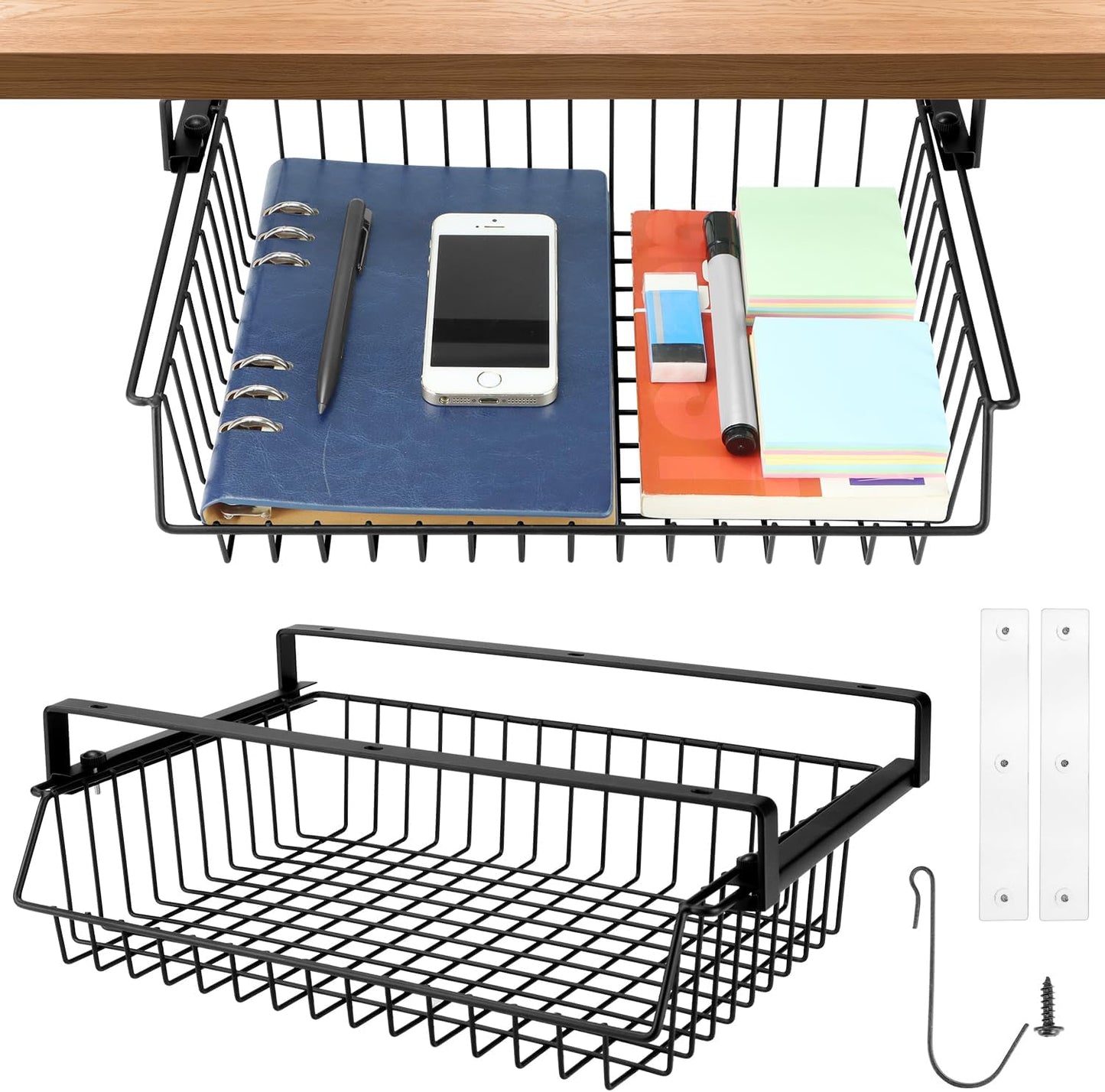 Organize Efficiently: QWORK Under Desk Drawer 2-Pack
