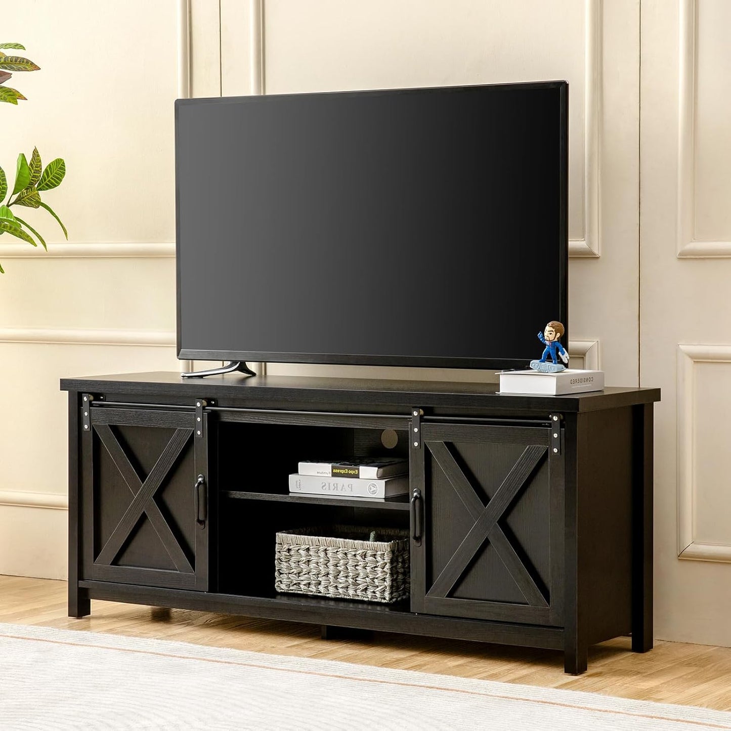 Rustic TV Stand with Sliding Barn Doors