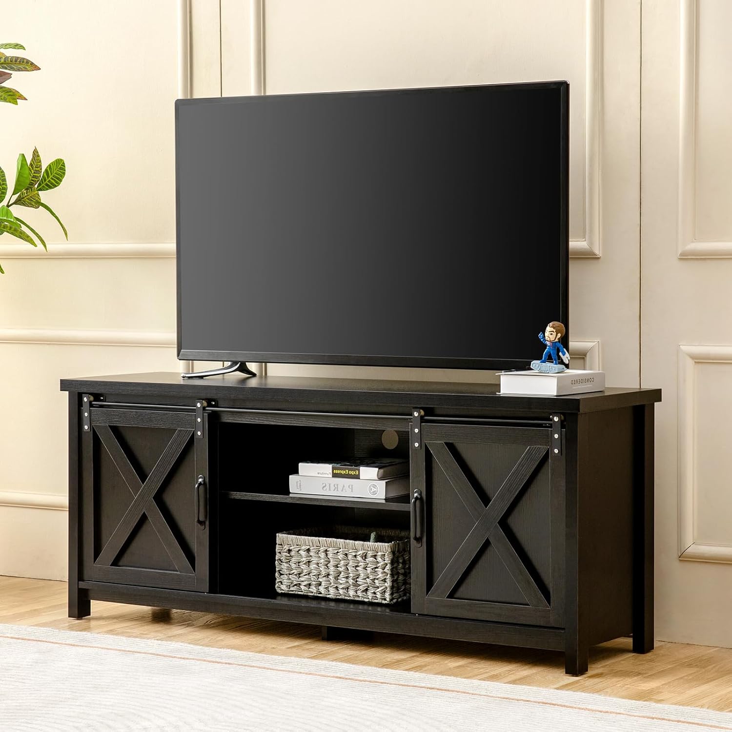 Rustic TV Stand with Sliding Barn Doors