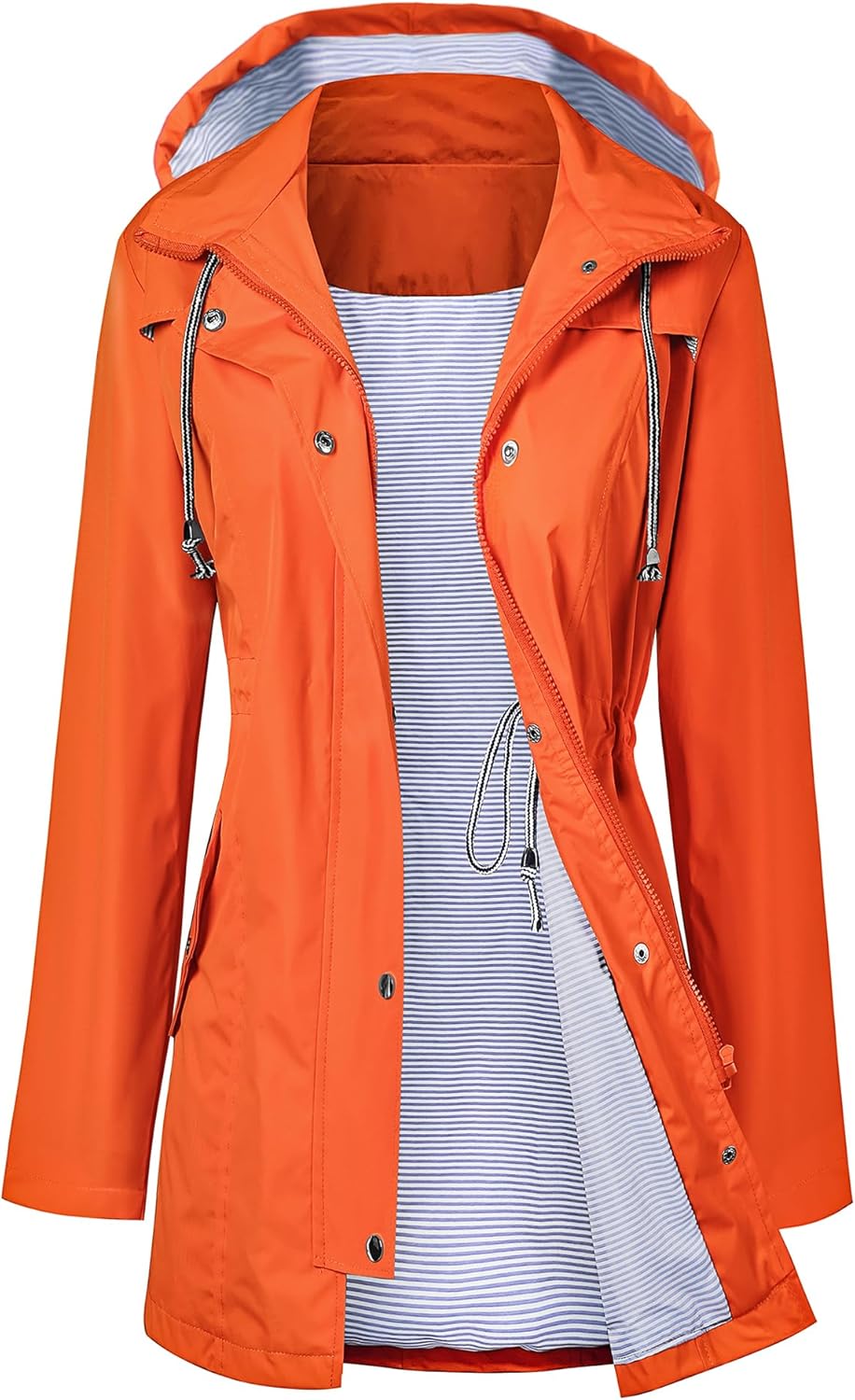 LOMON Raincoat Women Waterproof Long Hooded Trench Coats
