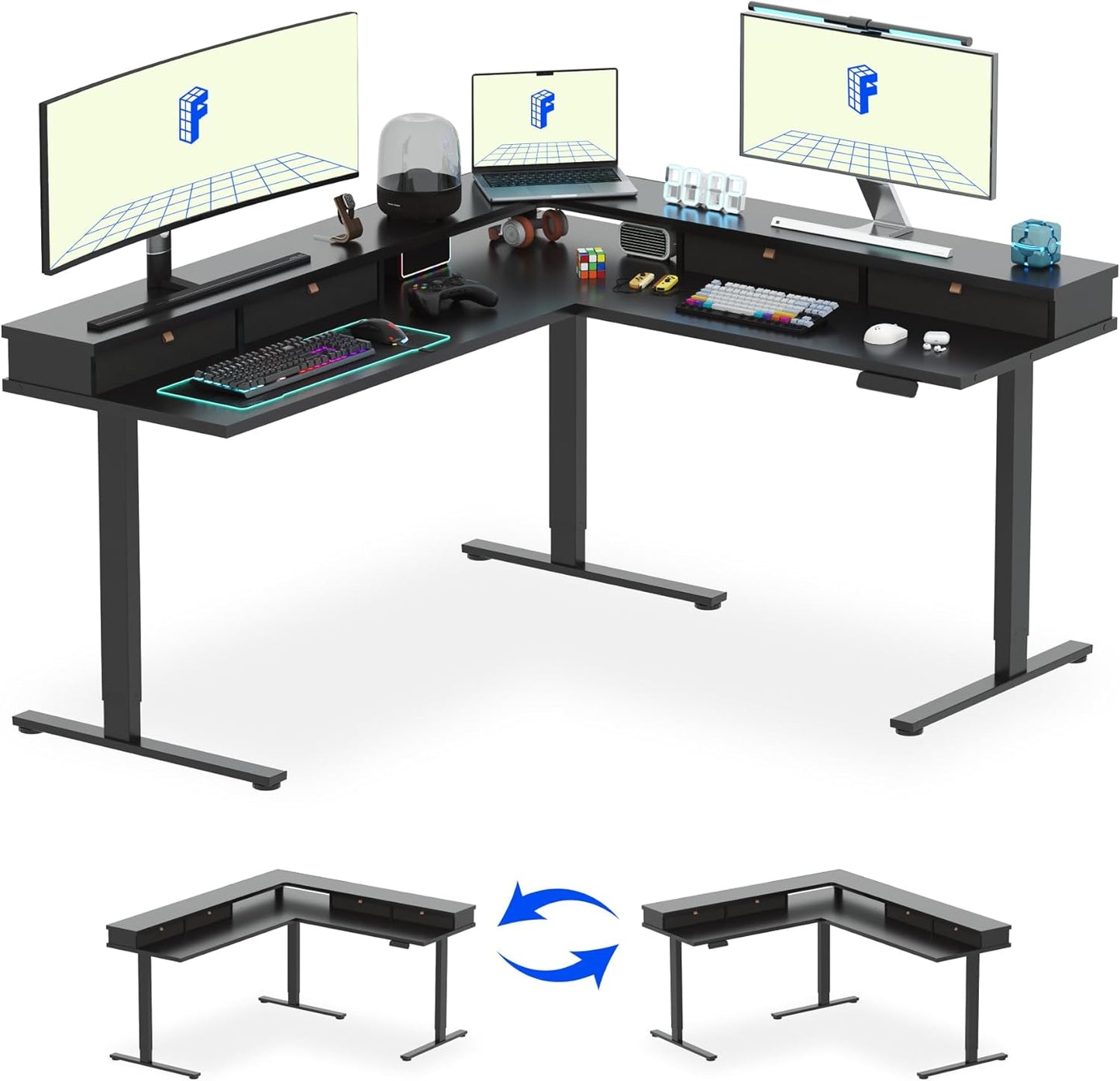 FLEXISPOT 71in Large L Shaped Standing Desk for Home Office
