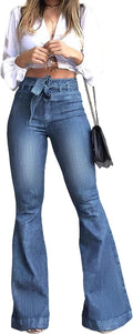 Pantete High Waisted Bell Bottom Jeans - Retro Flare with Belt