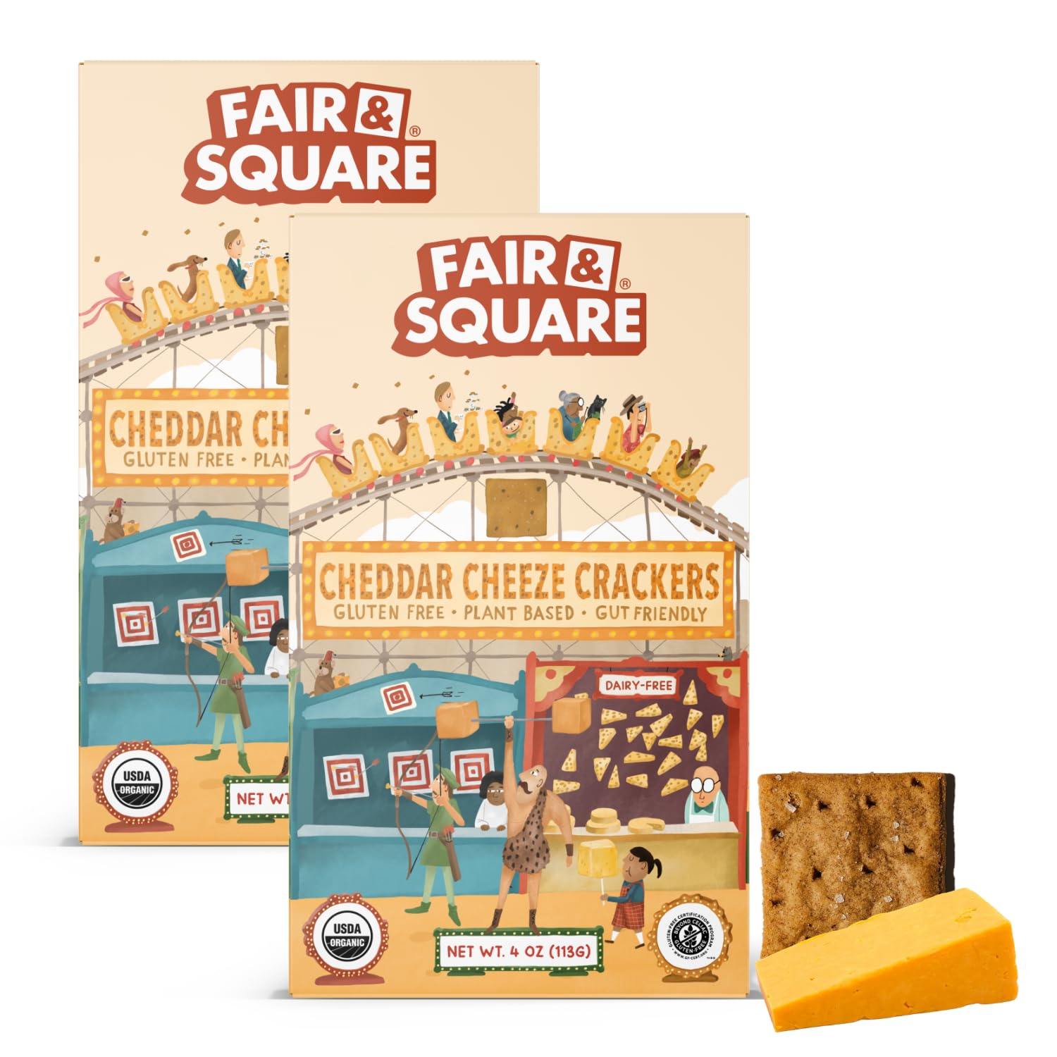 Double the Deliciousness: Fair & Square Cheddar Cheeze 4 oz - 2 Pack