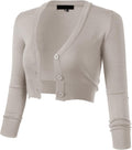 Allsense Women's Cropped 3/4 Sleeve Bolero Shrug Cardigan