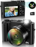 4K Digital Camera for Photography Black - 64MP Vlogging Travel Camera