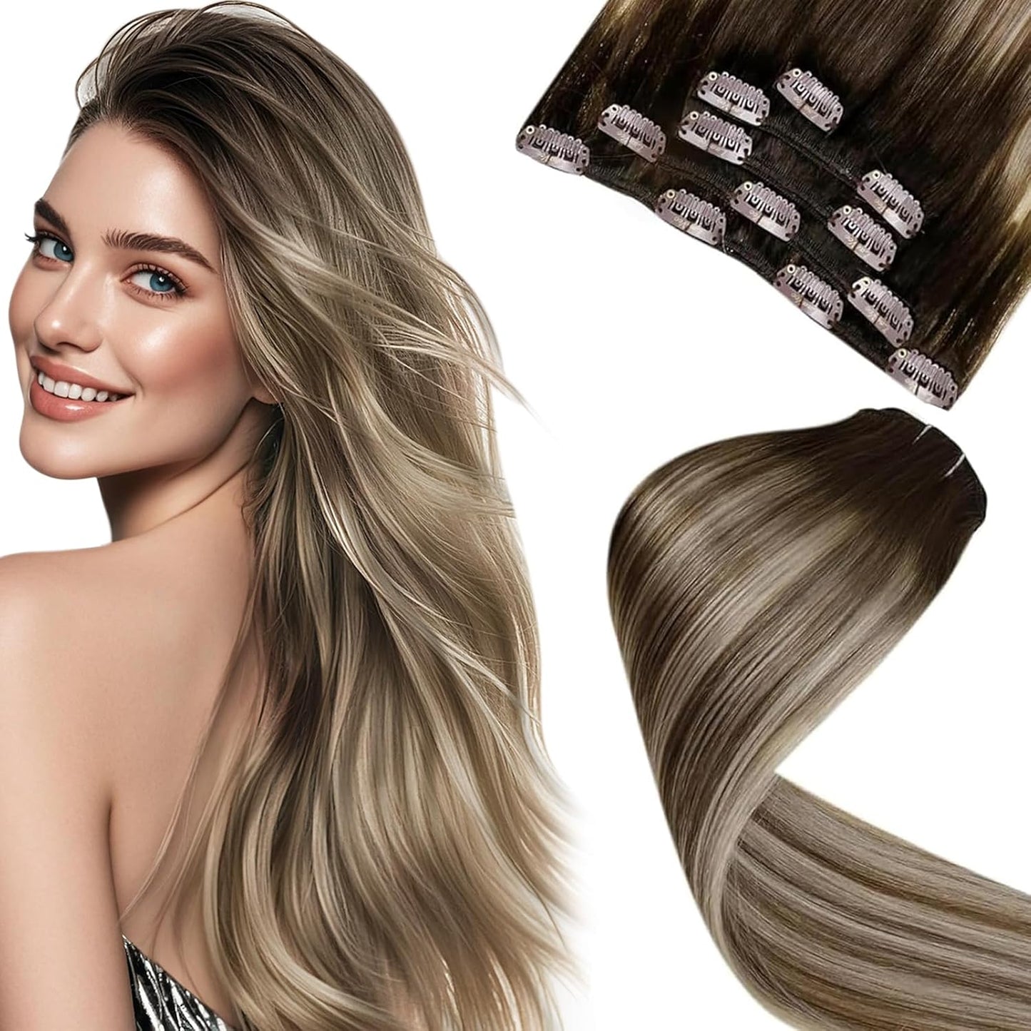 LaaVoo Clip in Hair Extensions for Natural Volume and Style
