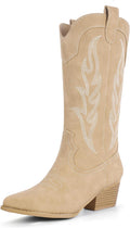Cowboy Boots for Women Mid Calf Pointed Toe - Comfortable Low Heel out