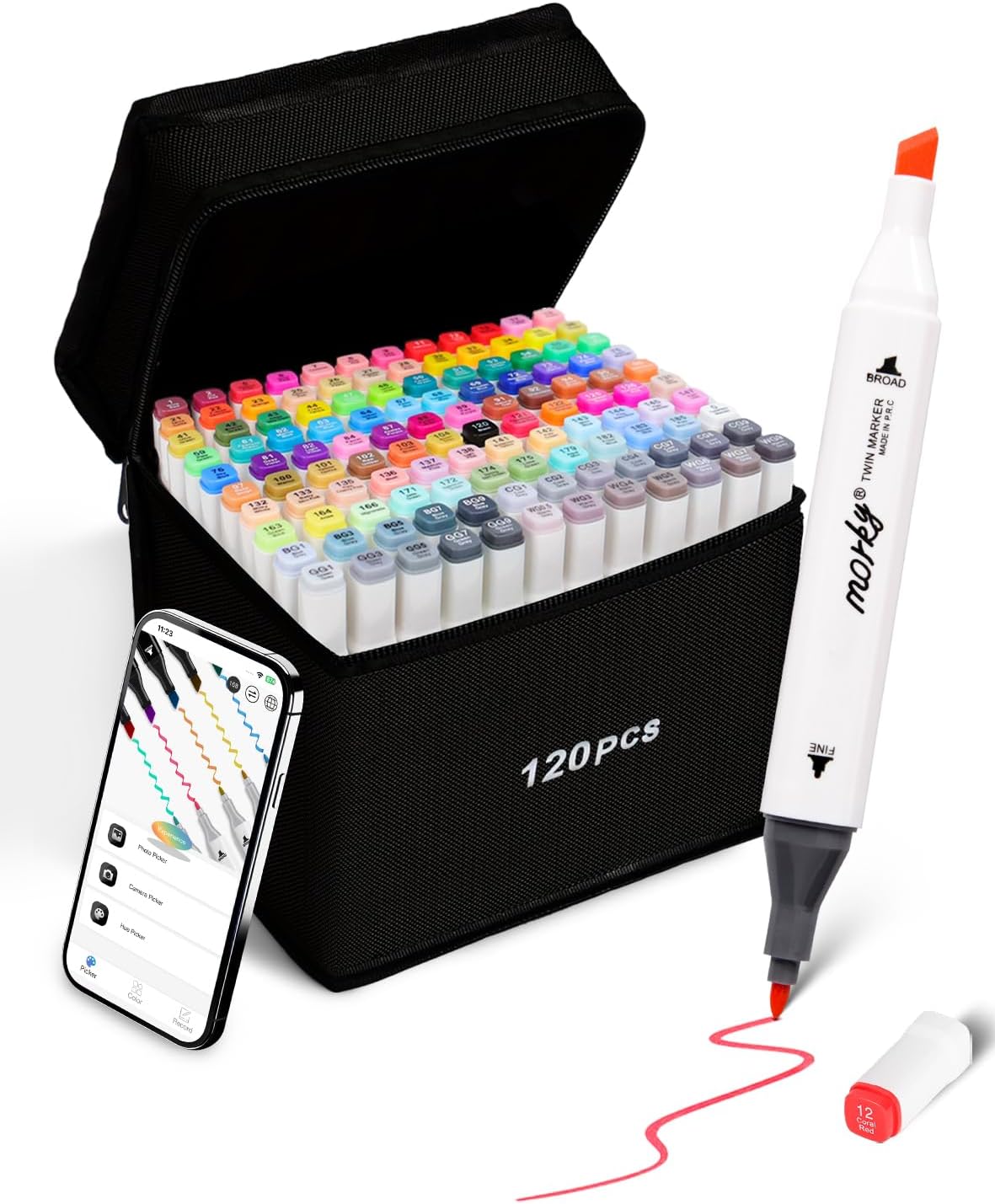 120 Colors Alcohol Markers Set with Free App for Artists and Kids