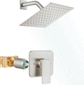 8 in Square Shower Head and Handle Set - Brushed Nickel Rainfall