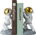Space Theme Bookends for Shelves - Astronaut Moon Book Ends for Kids