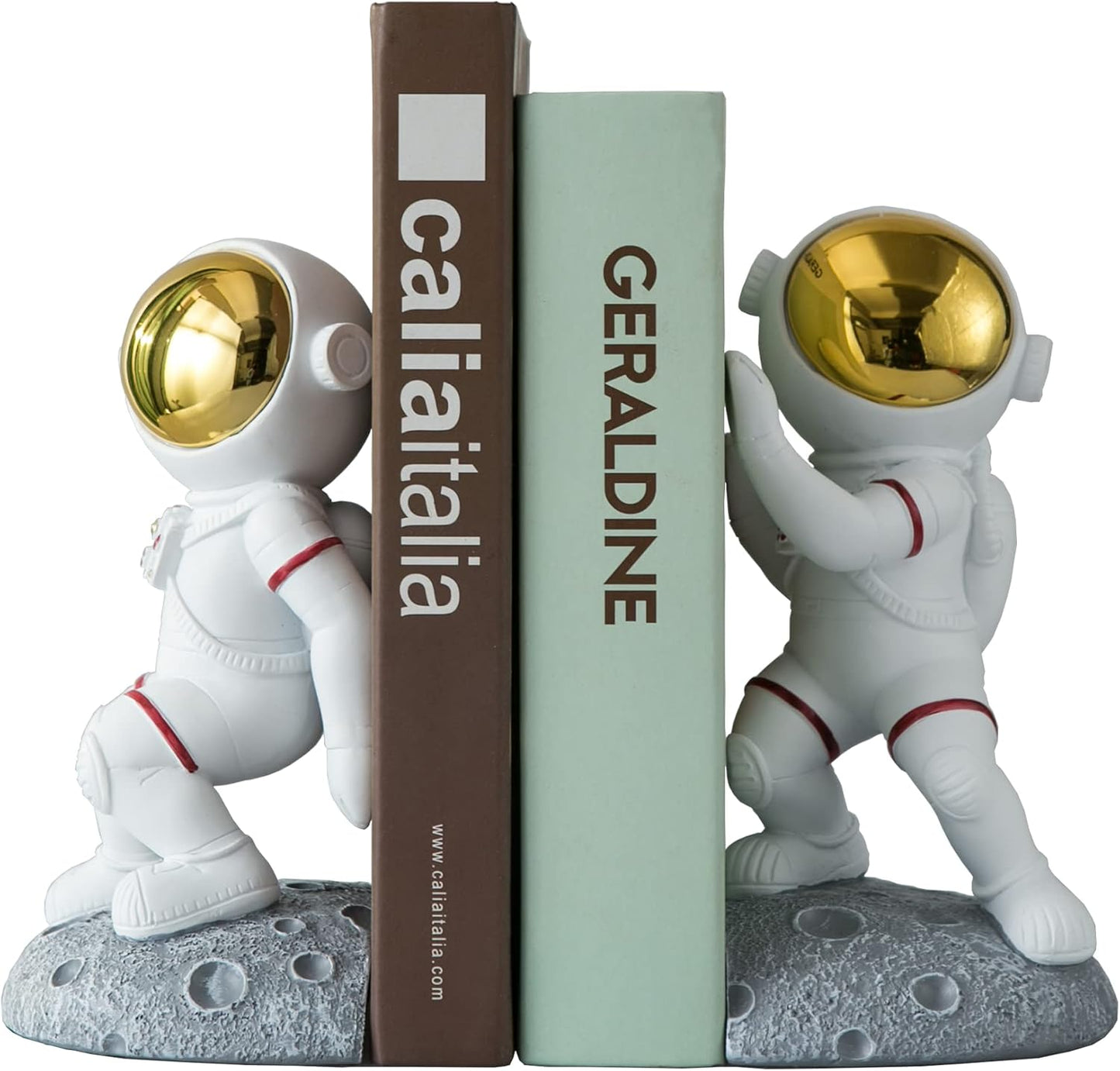 Space Theme Bookends for Shelves - Unique Astronaut Decor