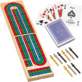 Cribbage Board Game Set w/Storage - Portable Wooden Travel Cribbage