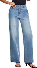 SHEWIN Womens High Waisted Wide Leg Jeans - Comfortable Stretch Fit 6%