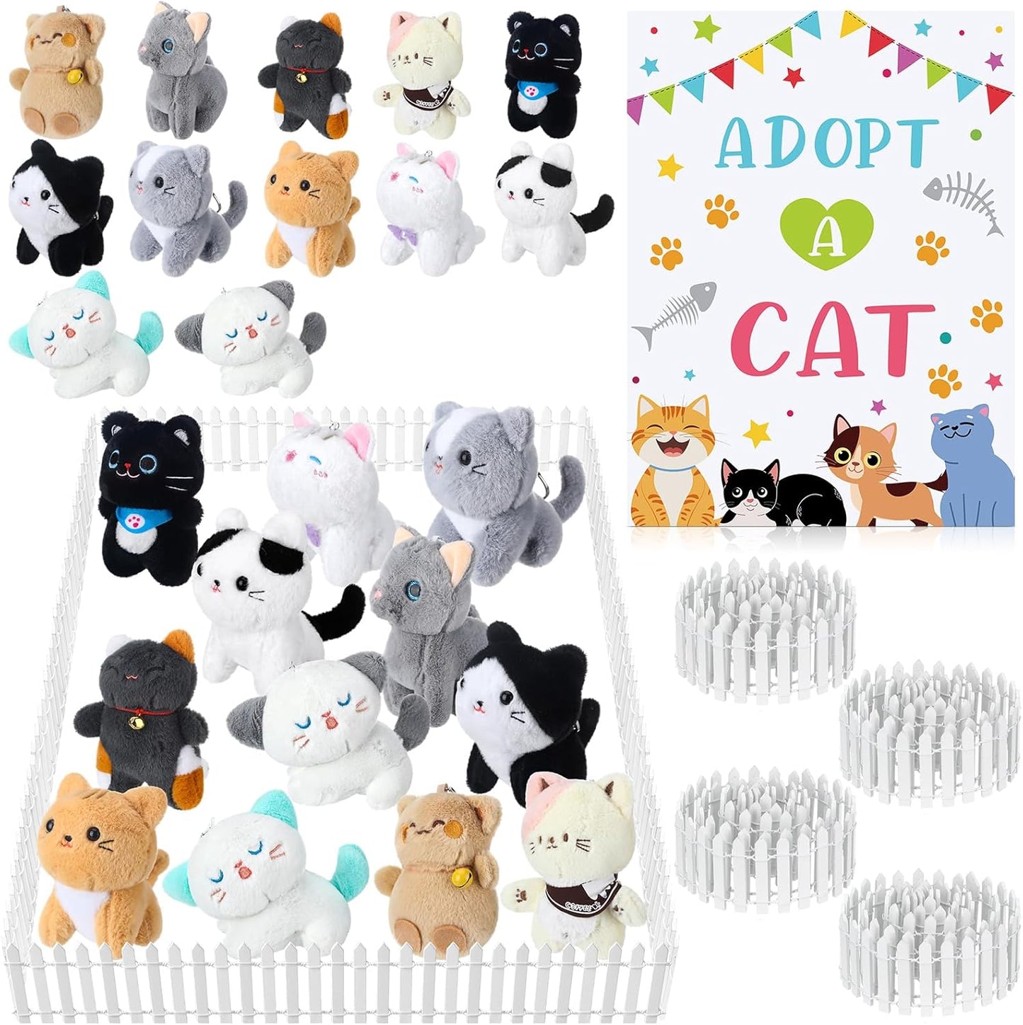 Adopt a Pet Cat Party Favors Mini Kitten Stuffed Animals Set