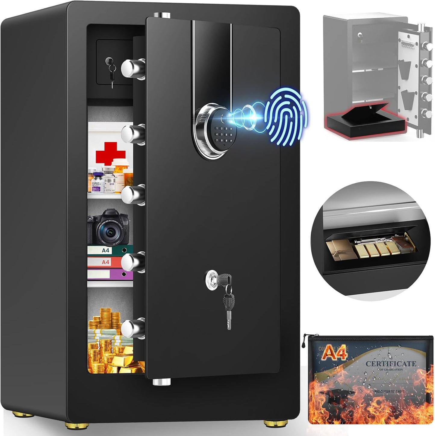 8.5 Cuft Heavy Duty Biometric Safe Box for Home Security