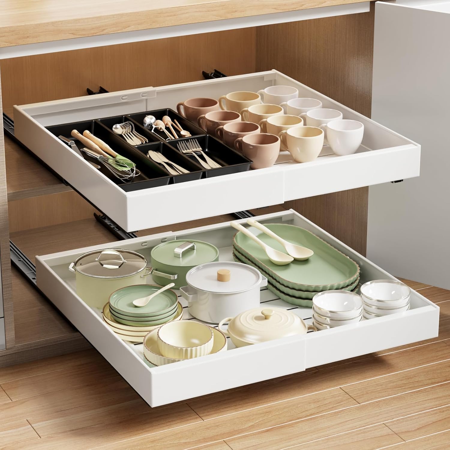 Expandable Pull Out Cabinet Organizer for Kitchen and Bathroom