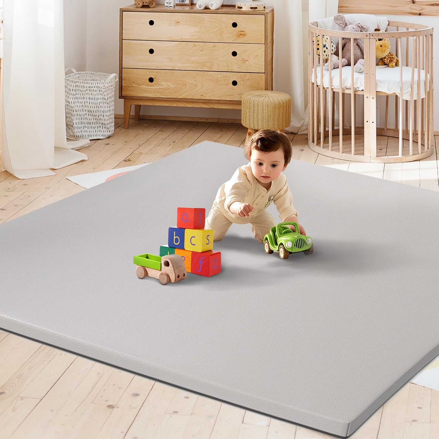 Padded Vegan Leather Baby Play Mat for Safe Infant Playtime