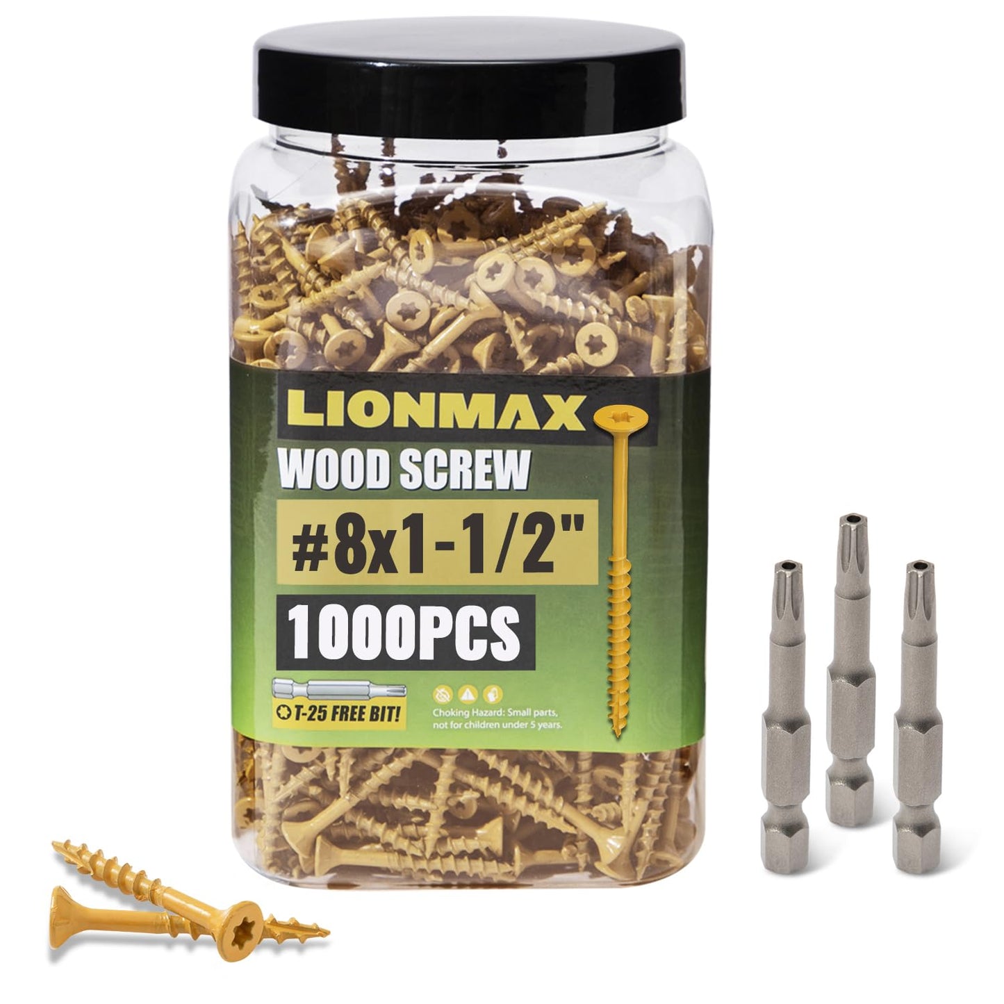 LIONMAX Wood Screws 1-1/2 Inch for Decking and Fencing