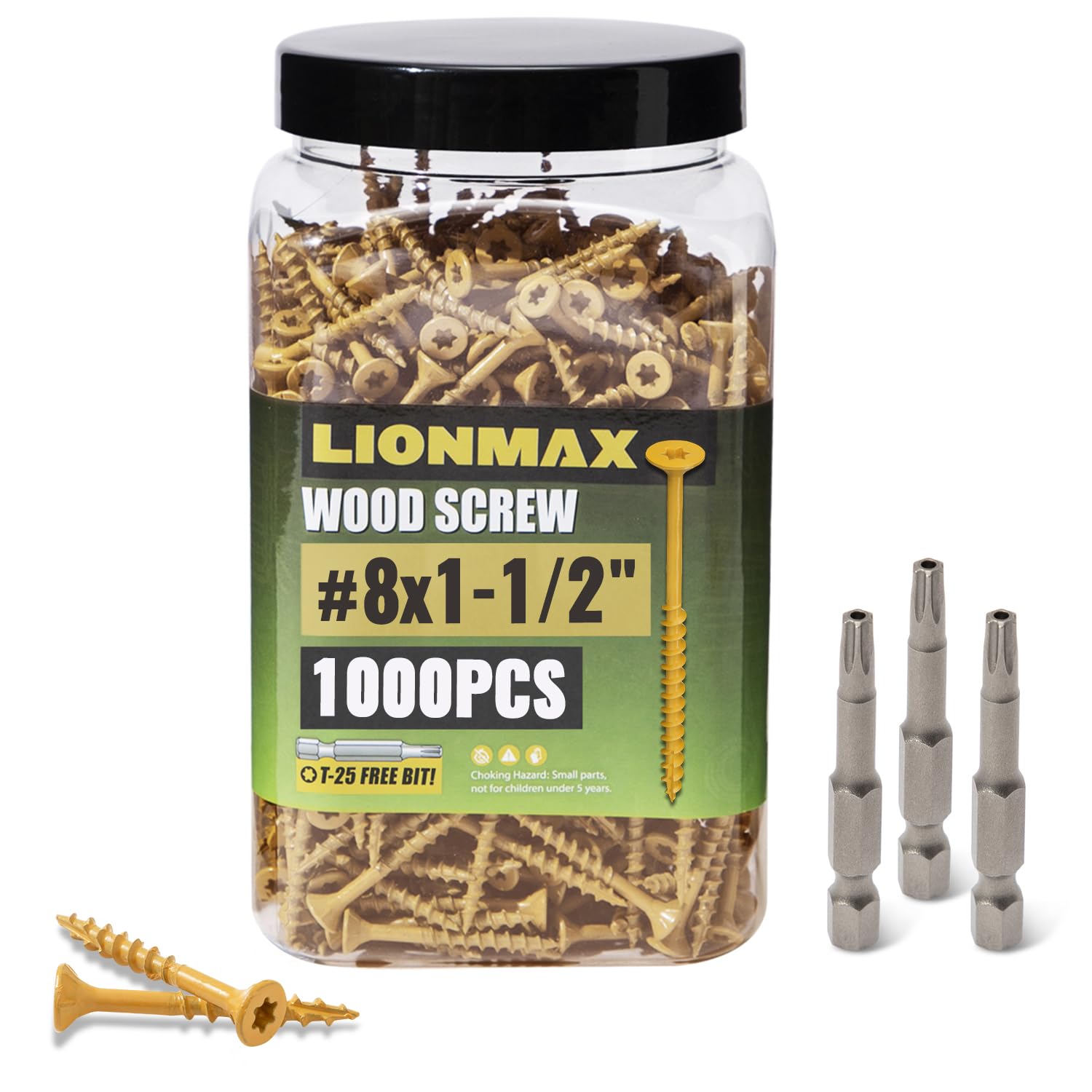 LIONMAX Wood Screws 1-1/2 Inch for Decking and Fencing