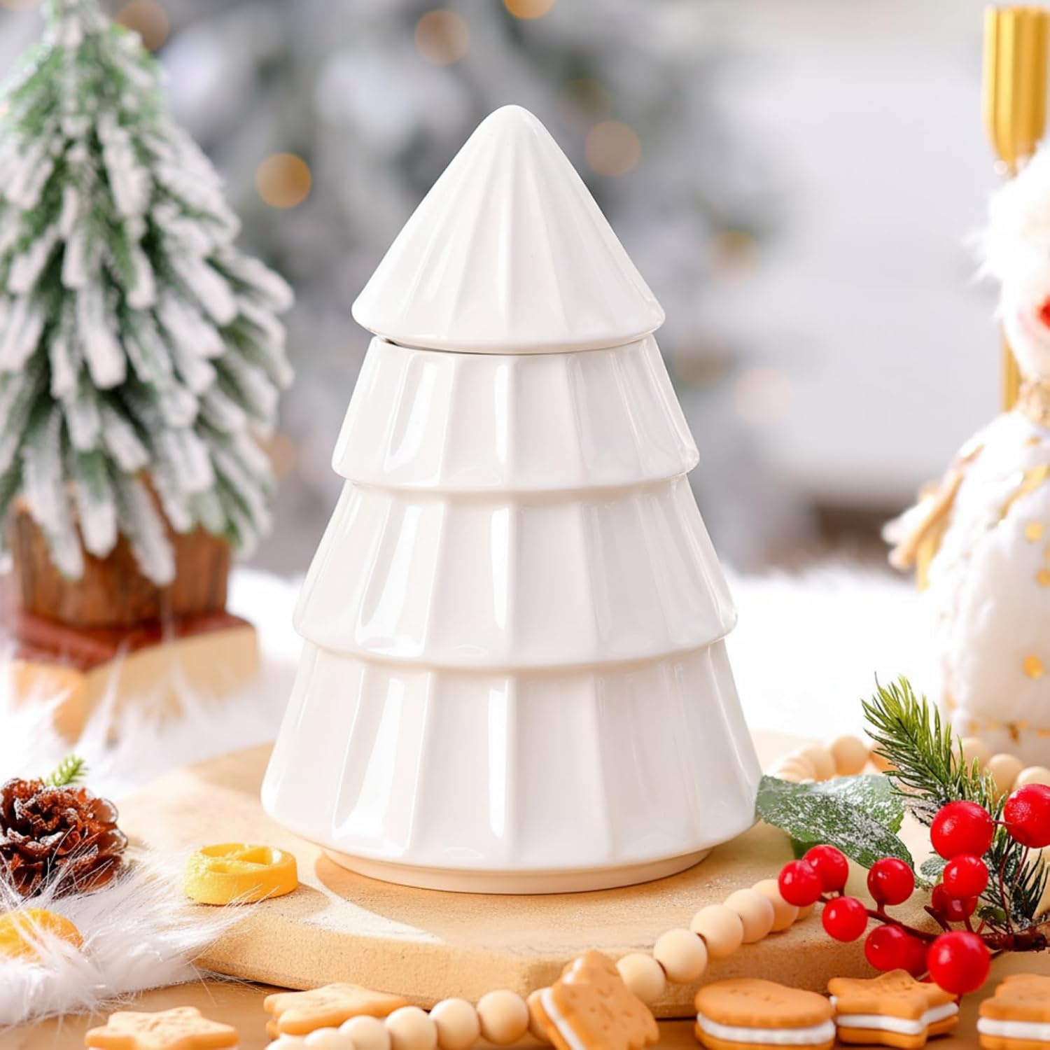 Ceramic Christmas Cookie Jar for Festive Holiday Decor