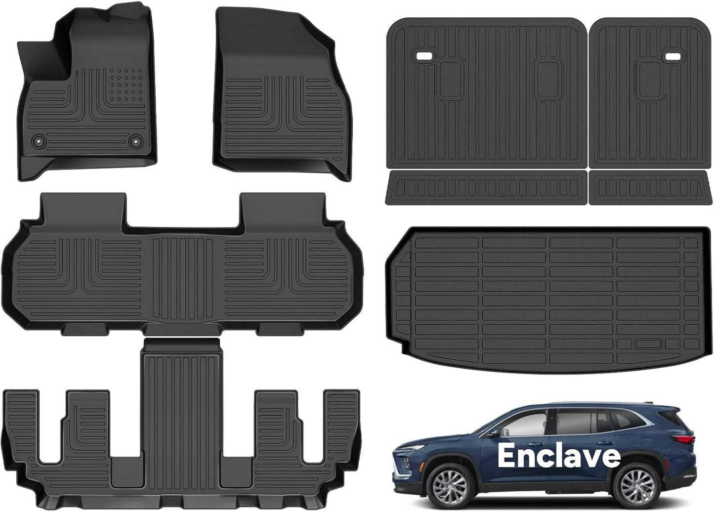 Wayhigh All Weather Floor Mats for Buick Enclave & Chevy Traverse