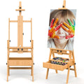 Large Wood H-Frame Easel with Drawer - Adjustable Studio Stand