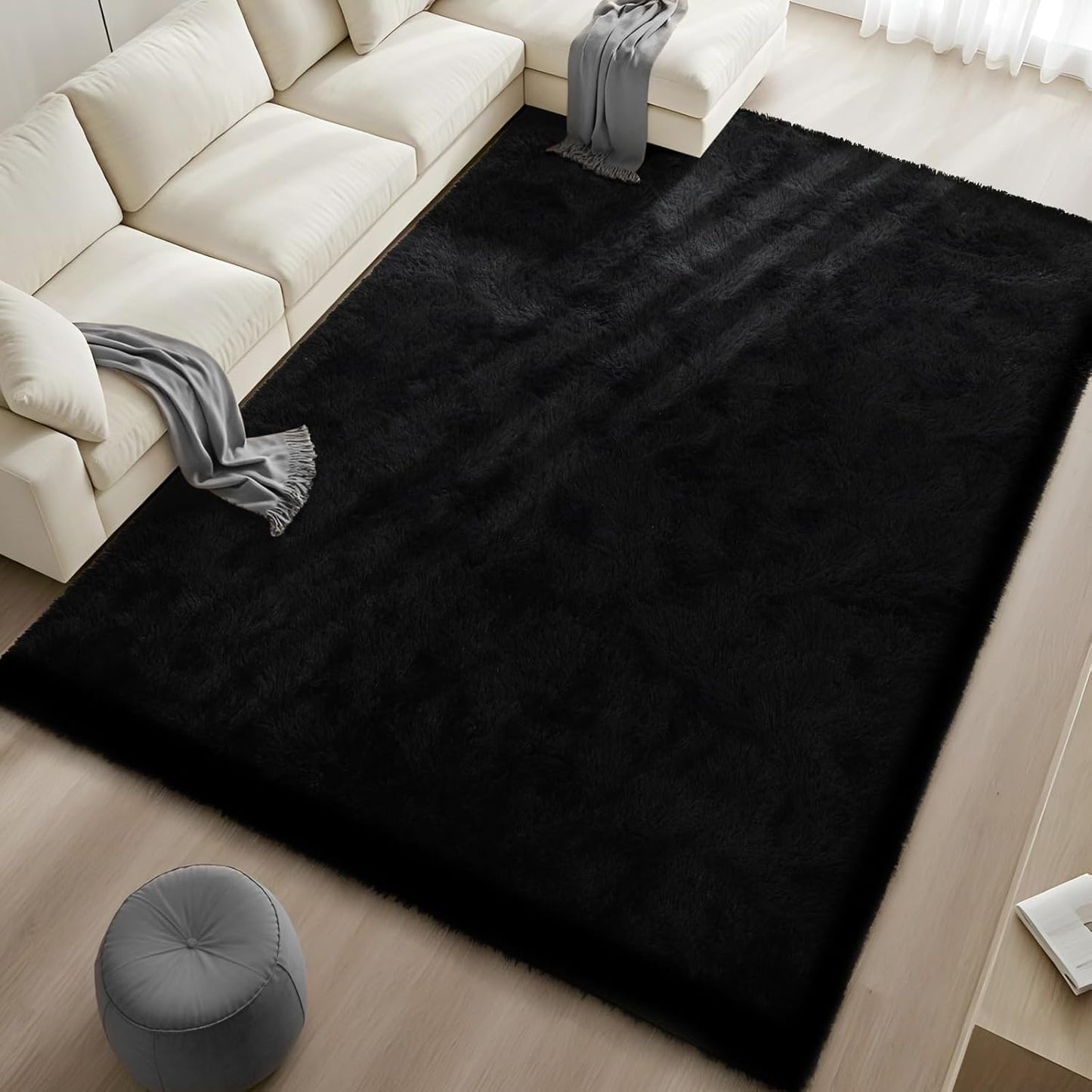 ISEAU Fluffy Area Rug for Living Room and Bedroom Decor
