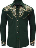 Western Embroidered Cowboy Shirt for Men - Floral Snap Placket