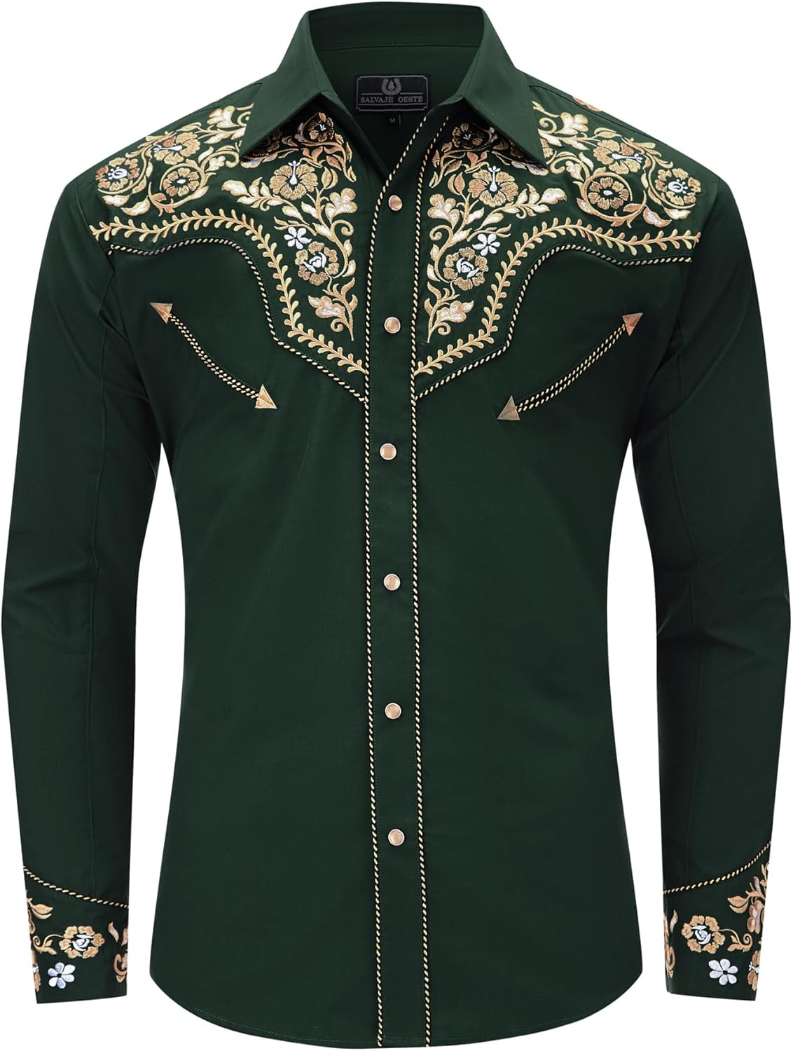 Western Embroidered Cowboy Shirts for Men with Floral Design