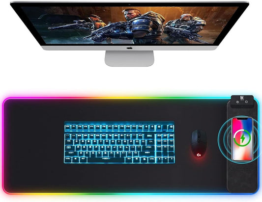 Wireless Charging Gaming Mouse Pad - RGB LED, Ultra-Smooth Surface