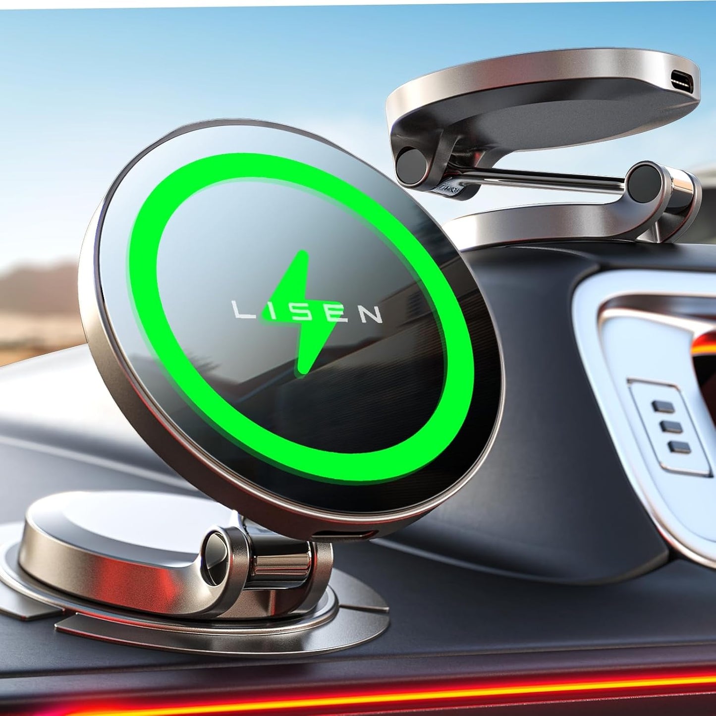 LISEN Ultra Magnetic Magsafe Car Charger - 15W Qi2 Certified