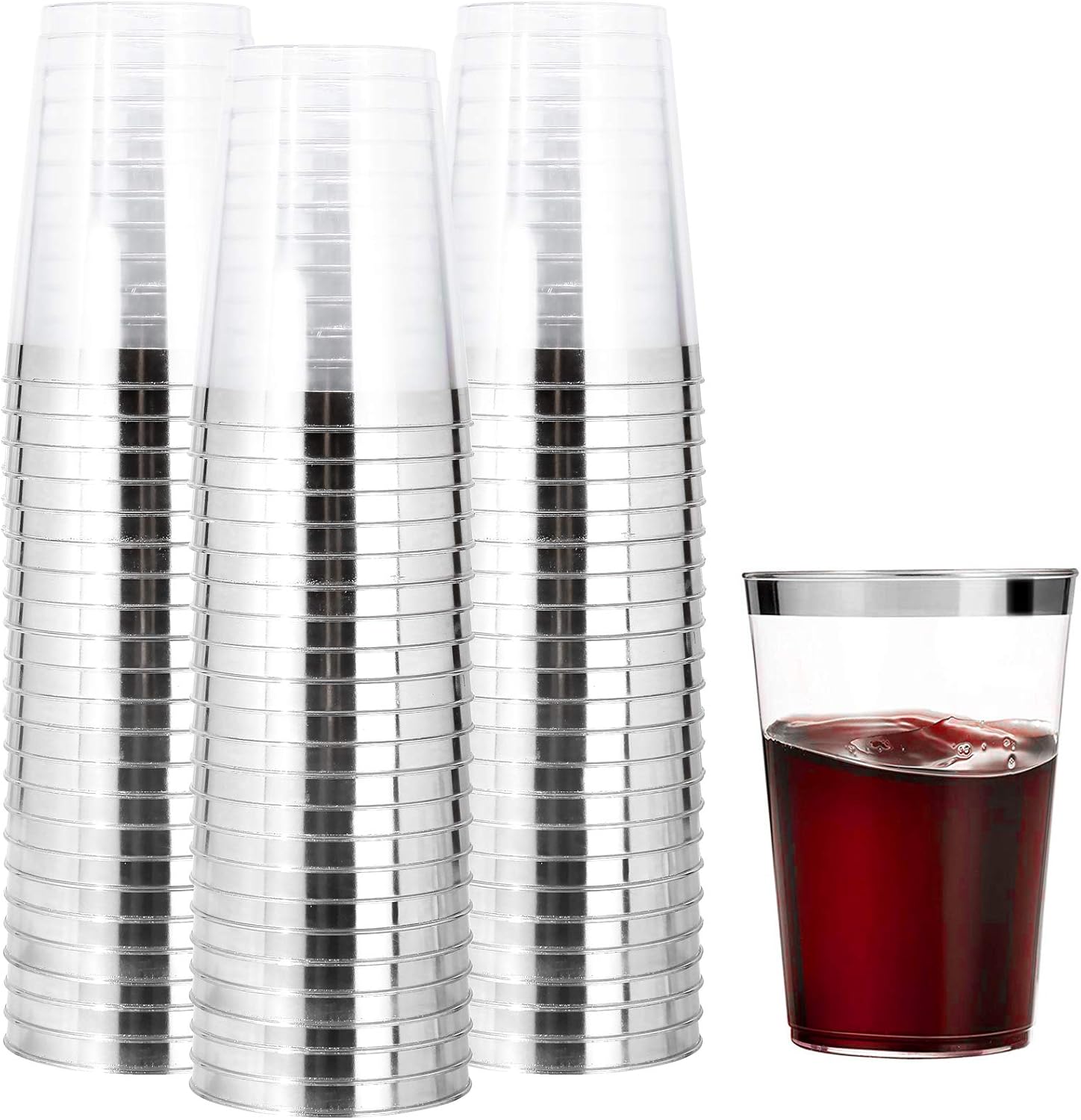 200pcs Silver Disposable Plastic Cups for Elegant Events