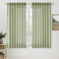 Sage Green Linen Curtains 63 in 2 Panels - Semi Sheer Privacy Drapes