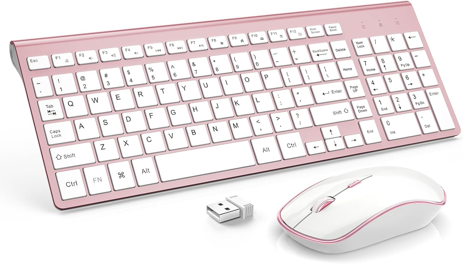 Pink Ergonomic Wireless Keyboard Mouse Combo by JOYACCESS