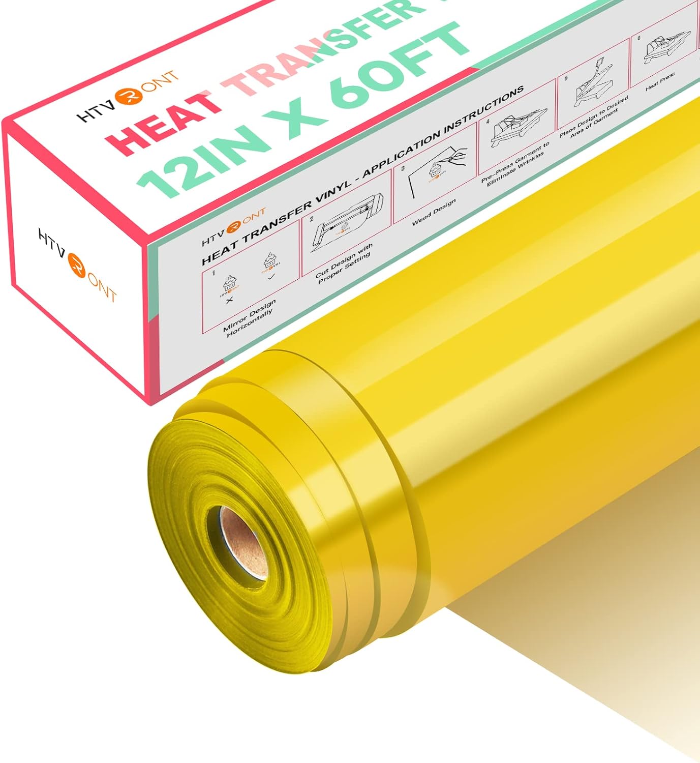 HTVRONT Yellow Heat Transfer Vinyl Roll - Easy to Cut & Weed