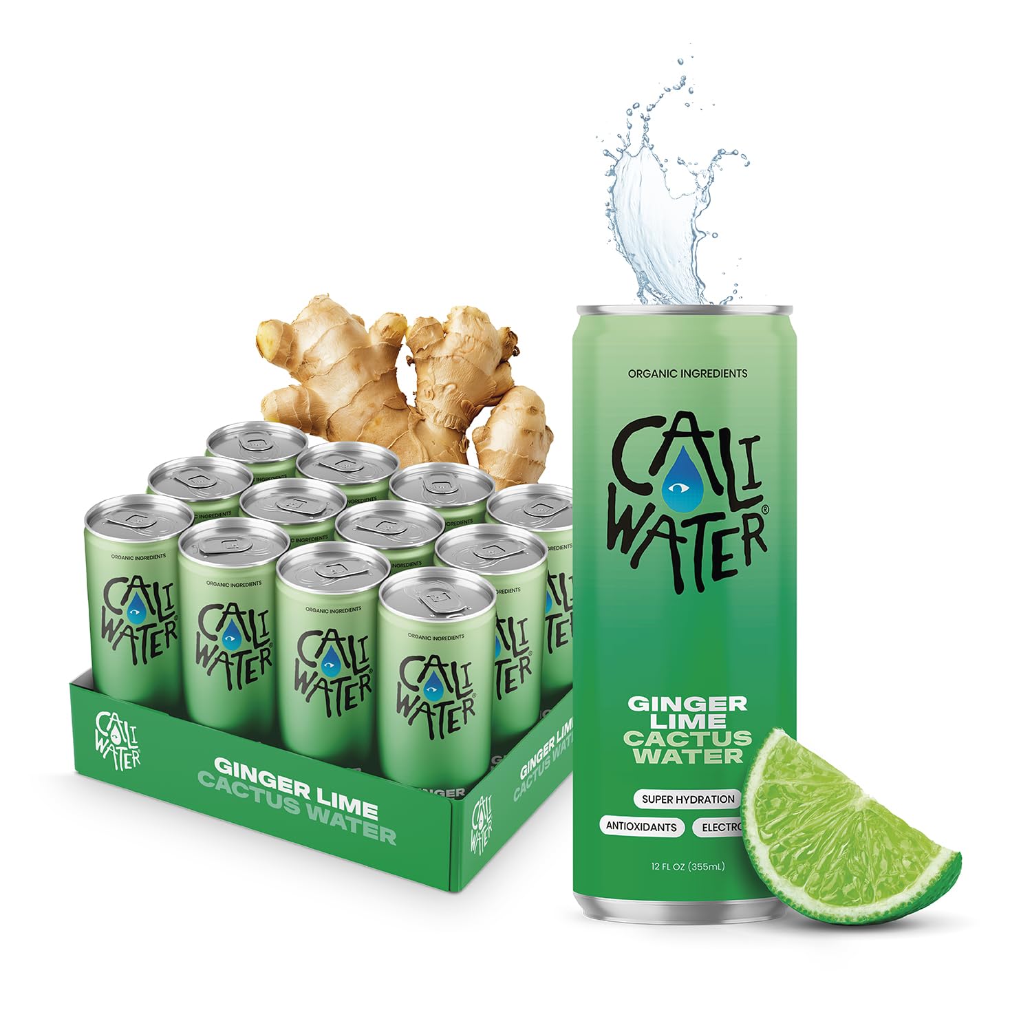 Caliwater Organic Cactus Water with Ginger and Lime Flavor