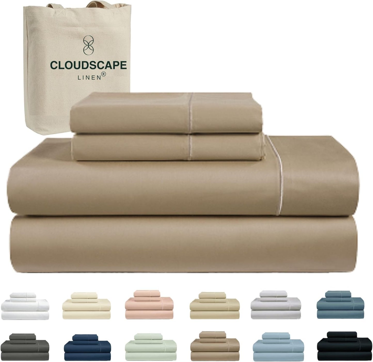 Cloud Scape Linen 100% Egyptian Cotton Queen Sheets Set