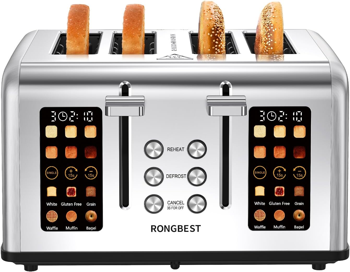 4 Slice Touch Screen Toaster with Wide Slots for Perfect Toasting