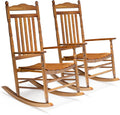 VINGLI Wood Rocking Chair Set of 2 - Solid Teak High Back Comfort