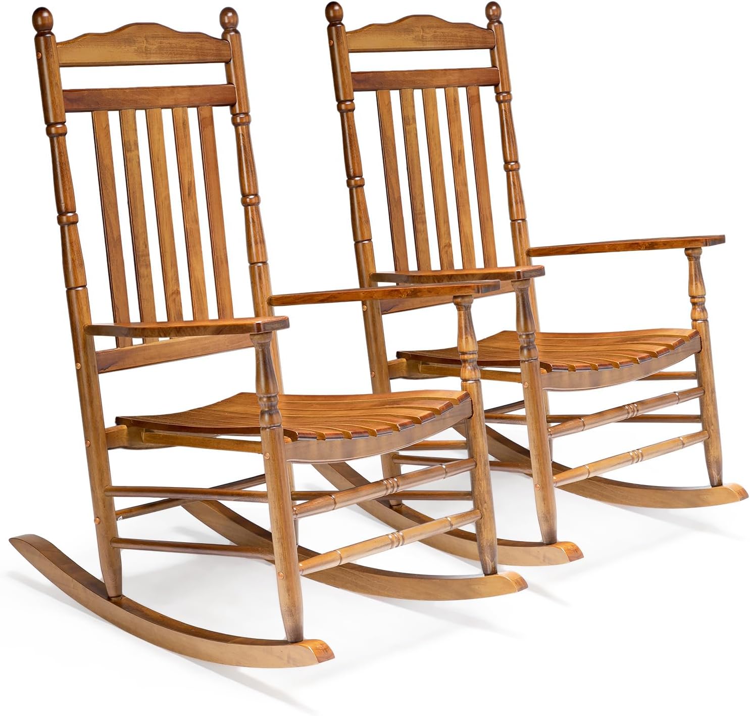 VINGLI 2 PCS Wood Rocking Chair Set for Outdoor Relaxation