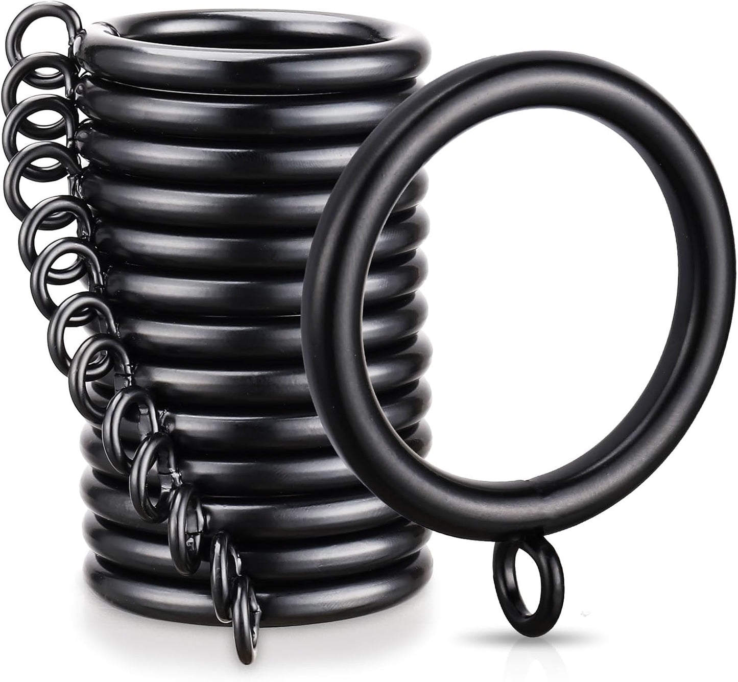 Marrio 40 PCS Black Metal Drapery Rings - Easy Curtain Rod Installation