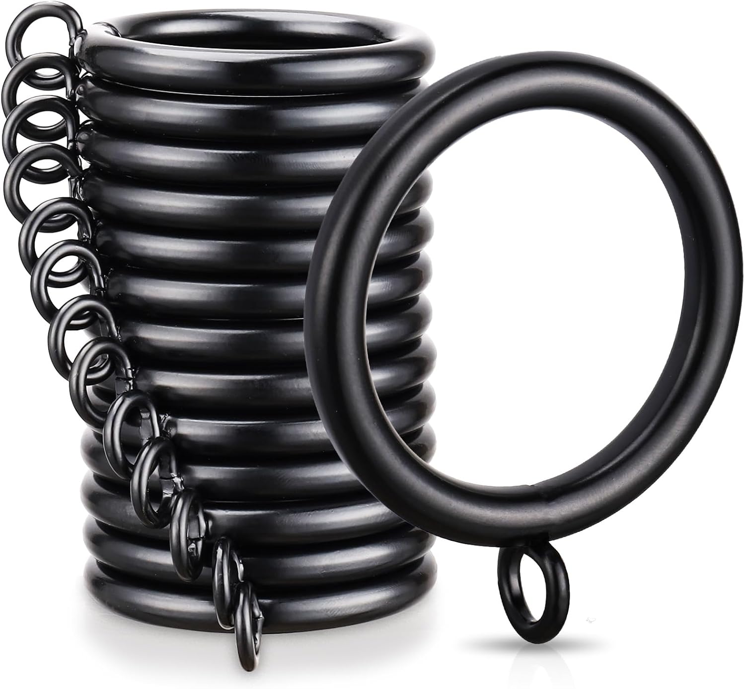Marrio 40 PCS Black Metal Drapery Rings - Easy Curtain Rod Installation