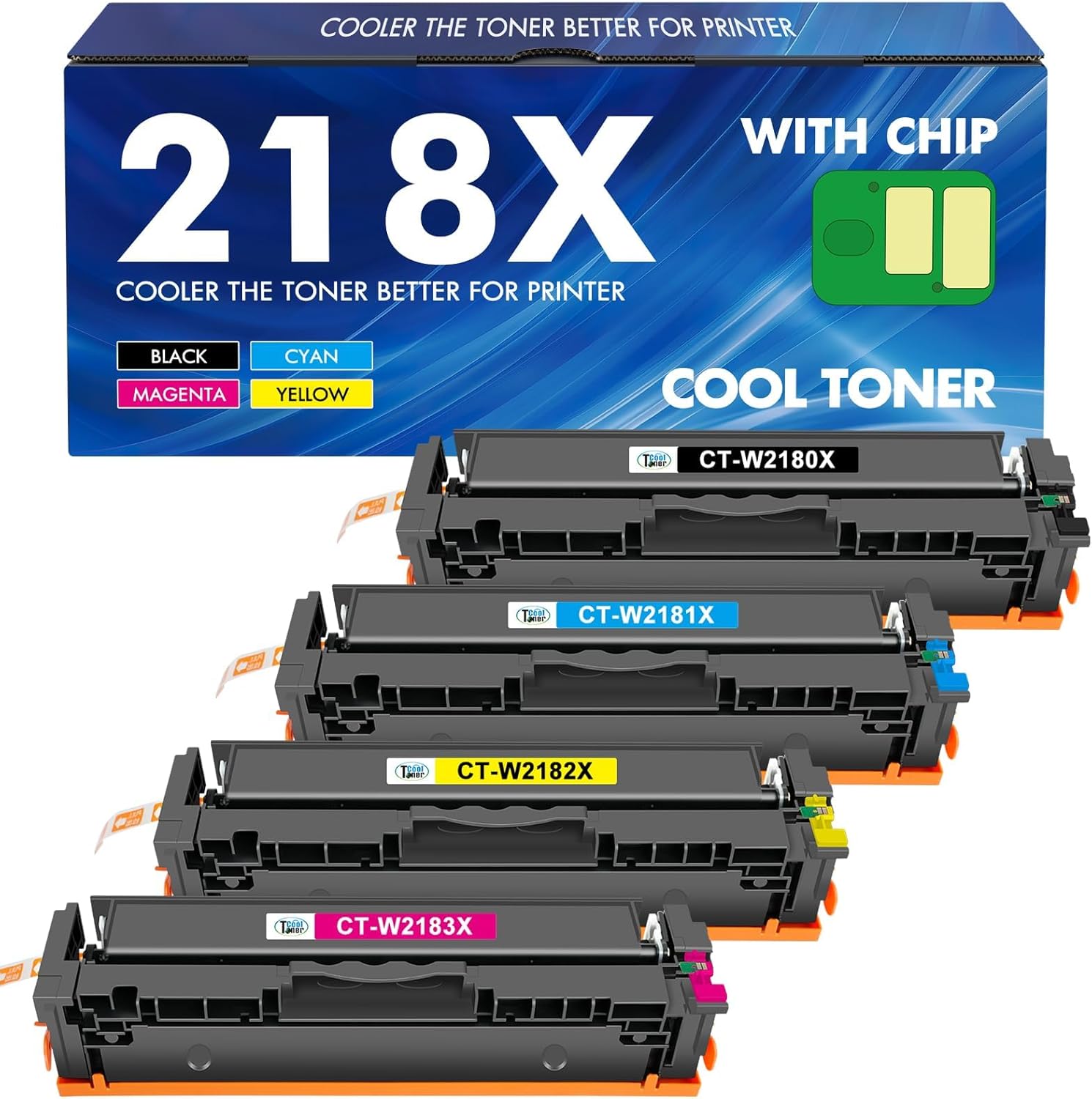 High Yield 218X 218A Toner Cartridges 4 Pack for HP Printers
