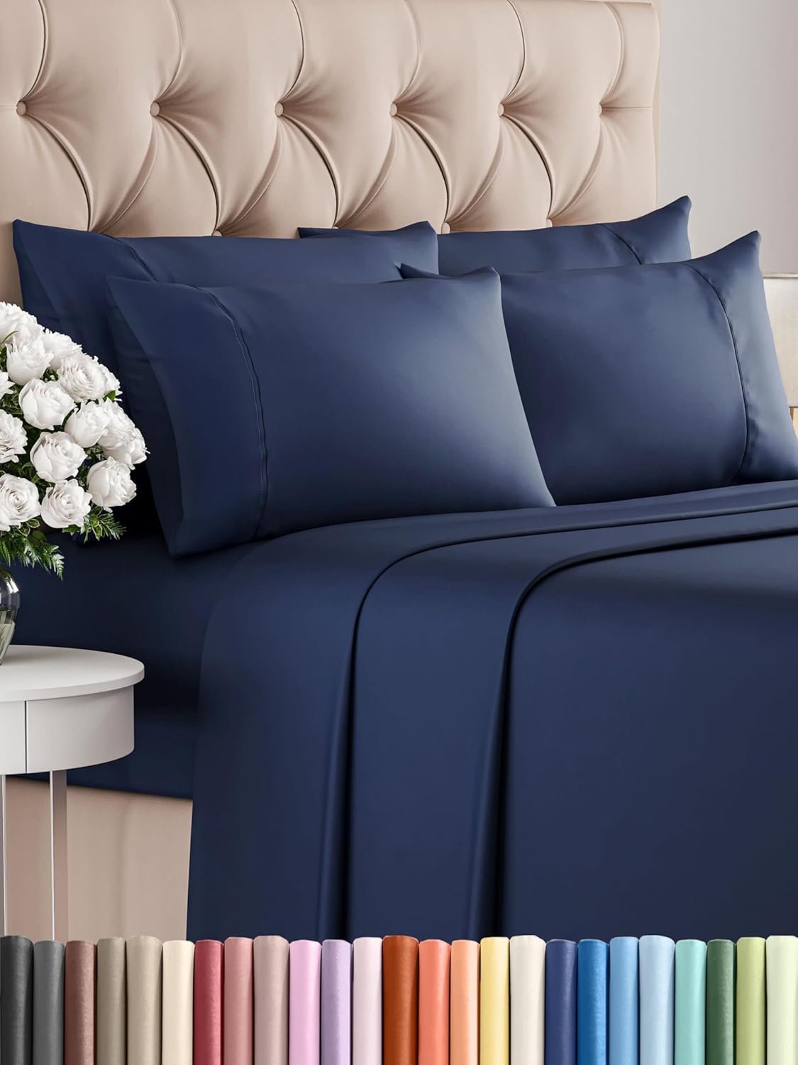 Cal King 6 Piece Sheet Set - Soft Cooling Sheets for Sleepers
