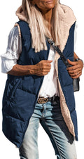 Reversible Long Sleeveless Fleece Vest for Women - Cozy Fall Layer