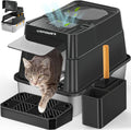 Stainless Steel Cat Litter Box with Lid - XL Flip-Top Enclosed