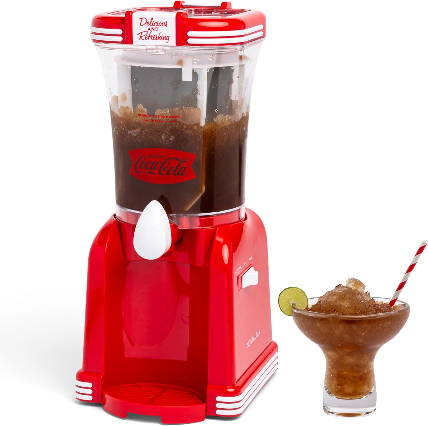 Nostalgia Coca-Cola Slushy Maker - Double Insulated, Easy Clean - Red
