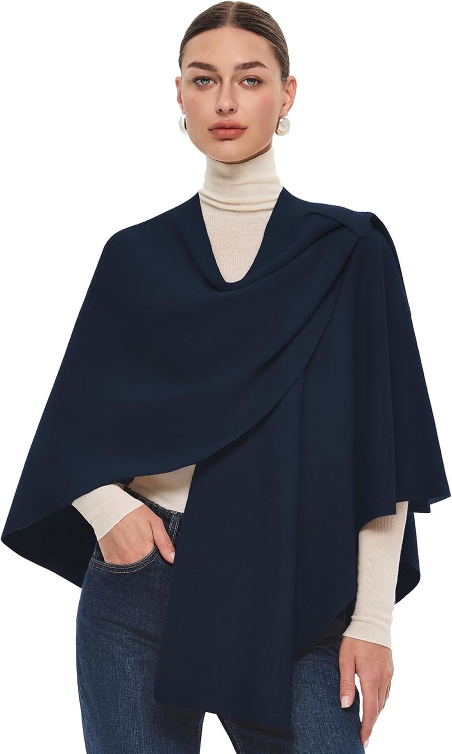 PULI Womens Large Cross Front Poncho Sweater Wrap for Fall